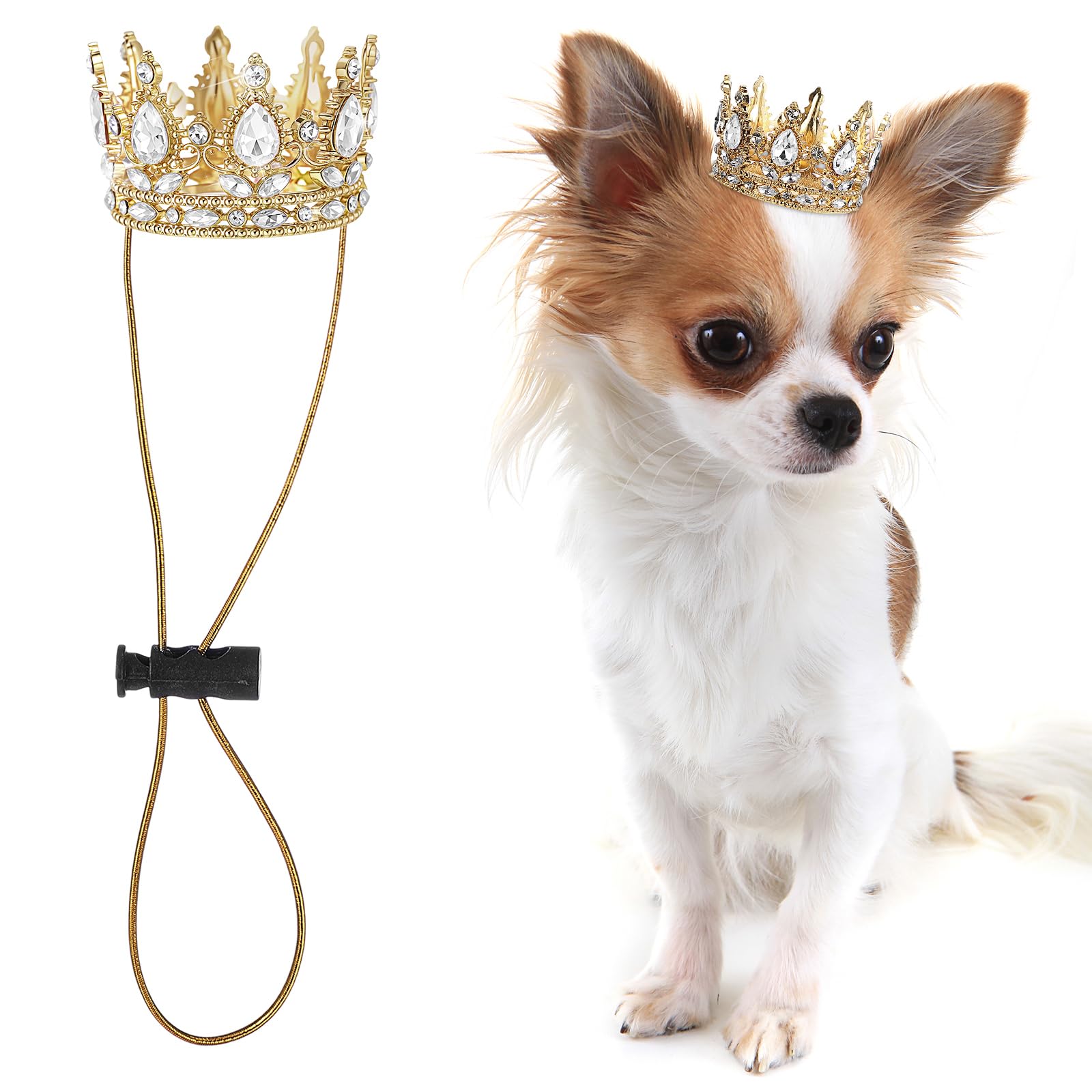 Abbylike Pet Rhinestone King Crown Small Size, Queen Crown for Halloween Costume for Small Dog Cat Cosplay Party Accessories Adoption Celebration Wedding Birthday Photos Prop Costume