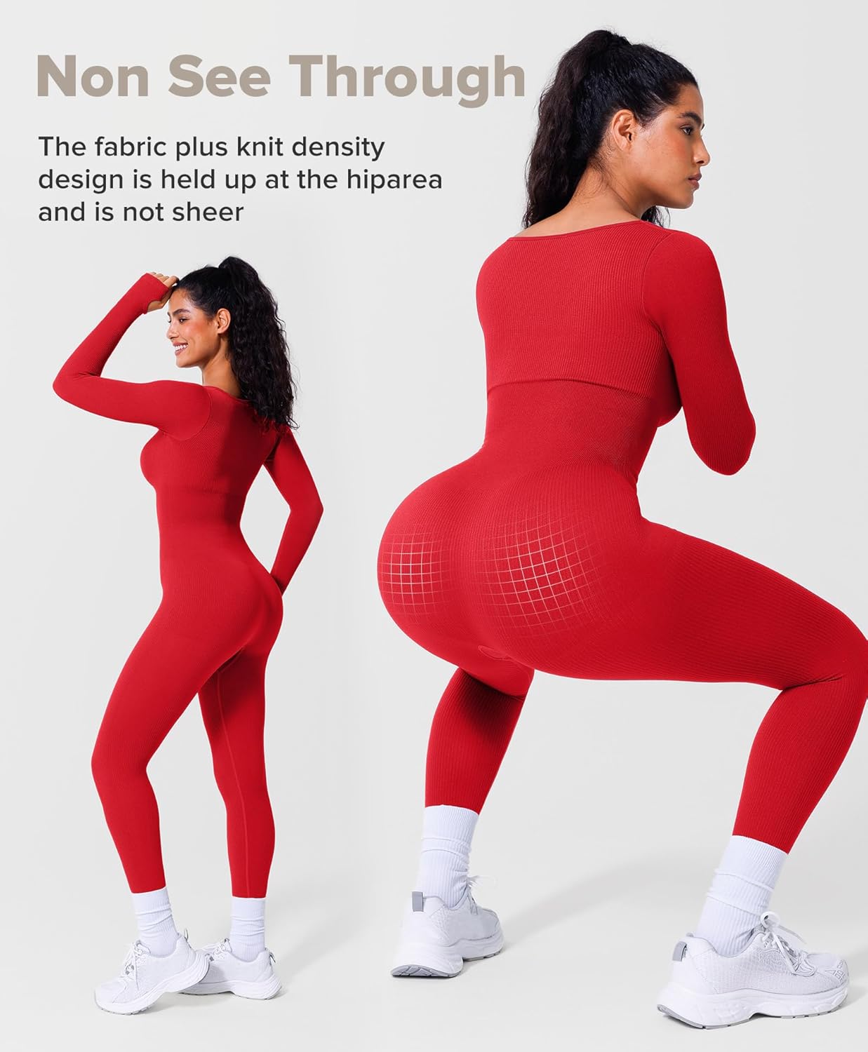 BRXL Long Sleeve Jumpsuit for Women Built-In Bra Workout Yoga Full Body Suits Shapewear One Piece Bodycon Jumpsuits - Image 3