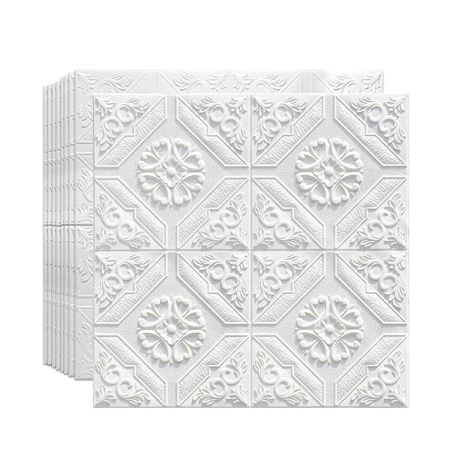 10 Pcs 3D Wall Panels Peel and, White Brick Printable 3D Wallpaper and Peel Self Adhesive Waterproof Foam Faux Brick Paneling for Bedroom, Bathroom, Kitchen, Fireplace