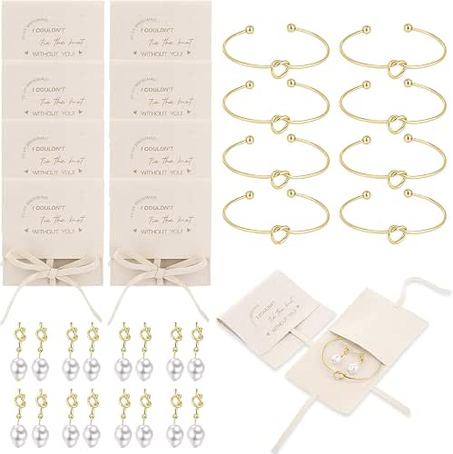 Quelay 24 Pcs Bridesmaid Pearl Jewelry Set of 8 Bridesmaid