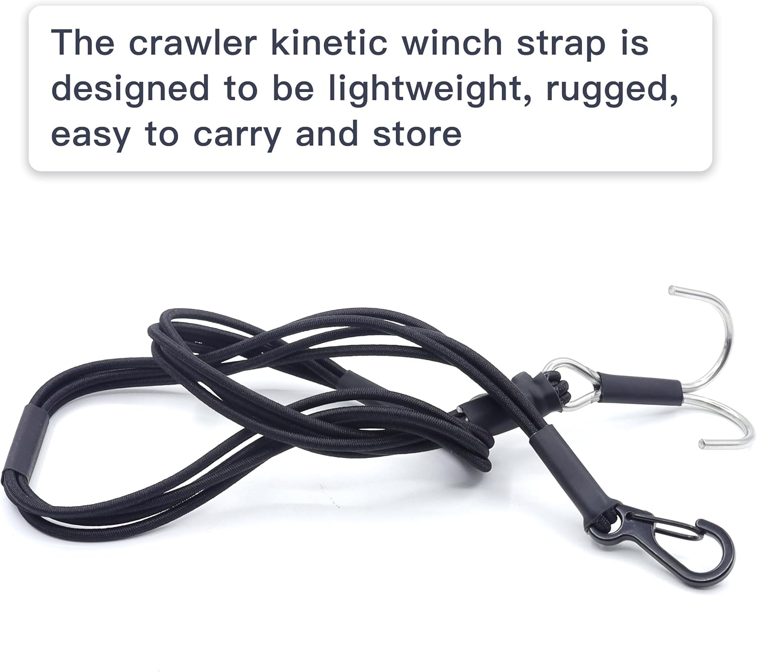 1/10 RC Crawler Elastic Force Escape Rope, 23 inch Kinetic Winch Strap, RC Accessories Rescue Trailer Hook for for Axial SCX10 1/10 1/8 RC Crawler(Black)