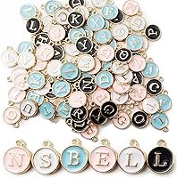 NSBELL 104PCS Double-Sided Alphabet Letter Charms for Jewelry Making - A-Z in 4 Colors for Necklaces, Bracelets & DIY Crafts
