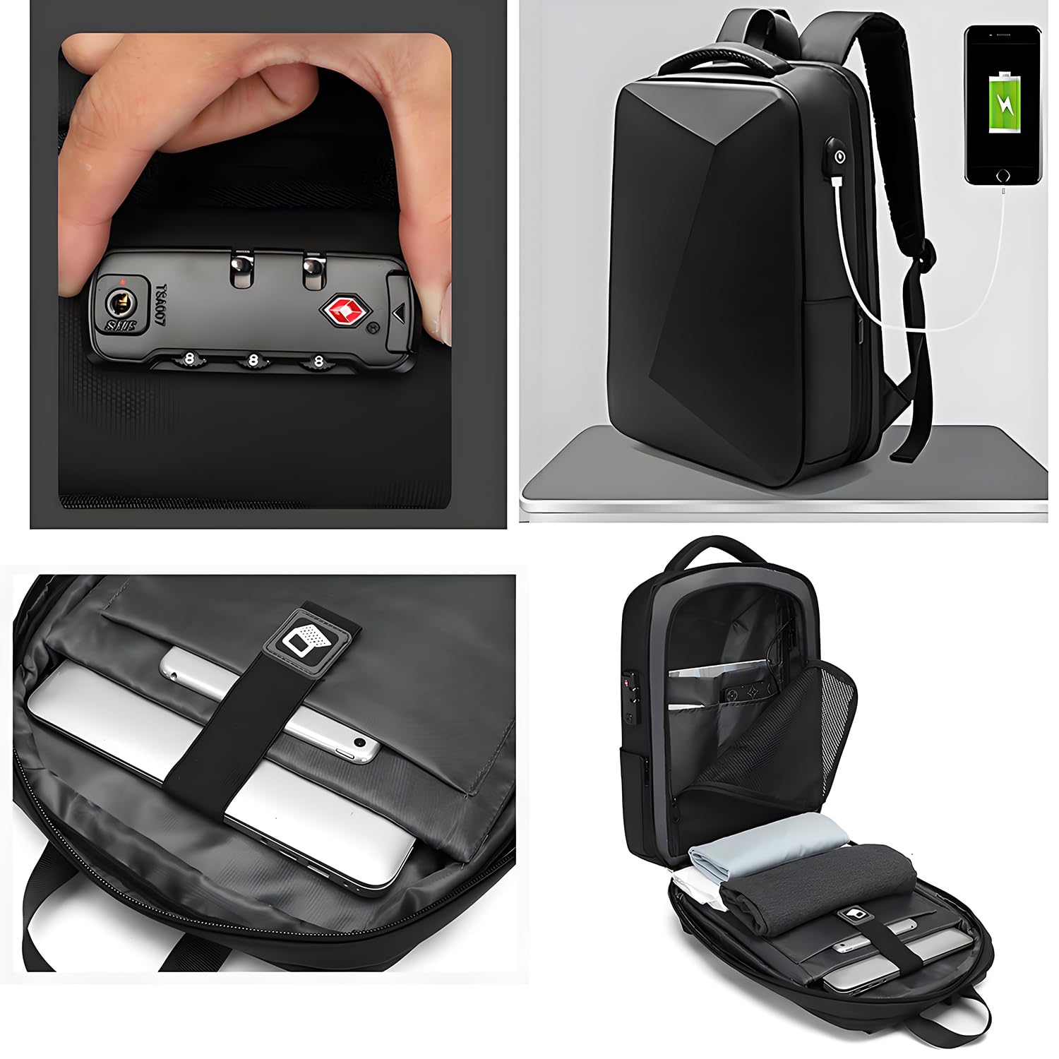 XINYASEE Borsa per computer di grande capacità zaino a guscio duro in EVA antifurto borsa per computer per studenti zaino espandibile per il tempo libero zaino da viaggio per affari