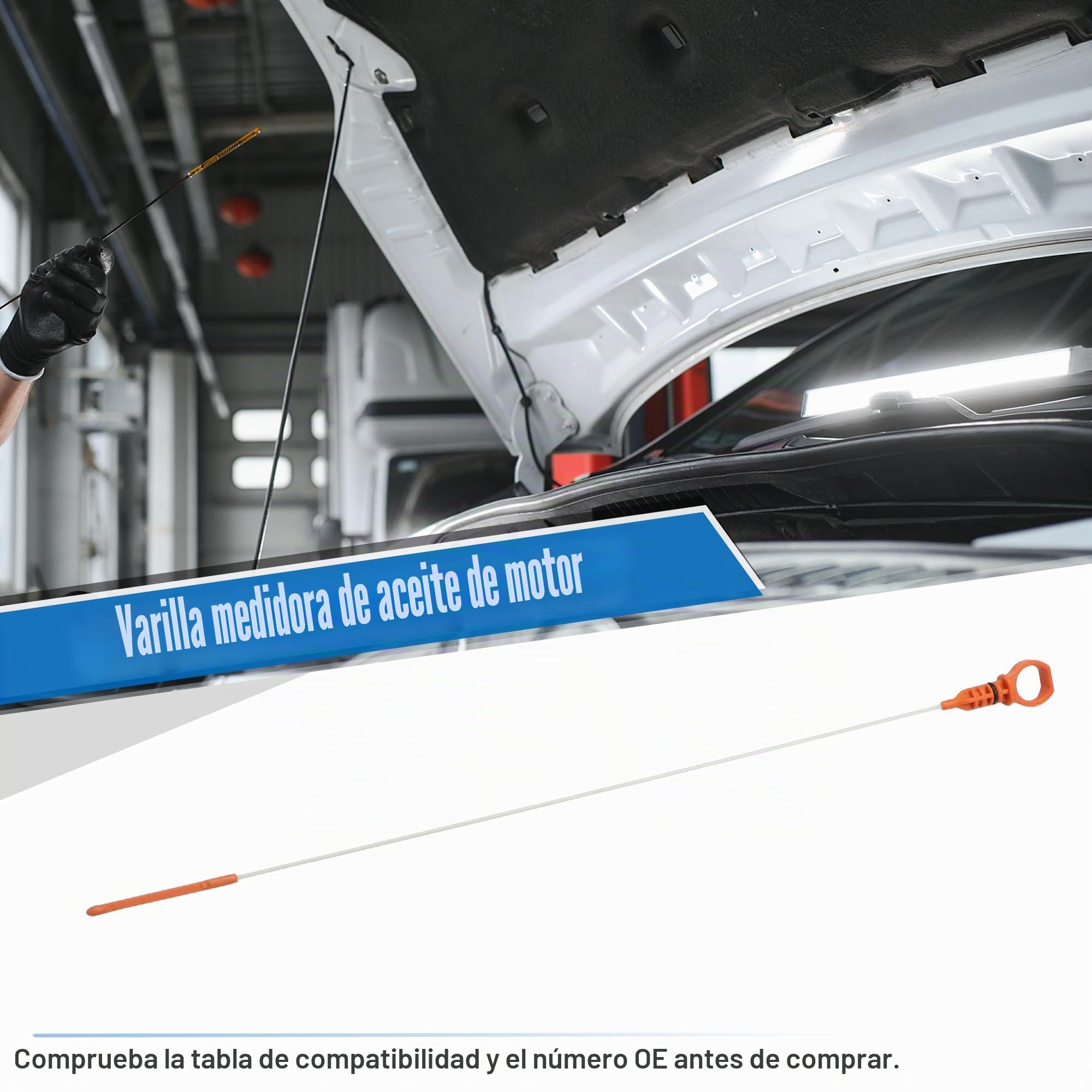 QUARKZMAN Varilla De Medición De Aceite Para Peugeot Partner 2004-2015 1Pc | Material: Metal Y Plástico, Color: Naranja Y Beige, Tamaño: 59.5X2.9Cm, Reemplazo Directo, No Necesita Modificaciones