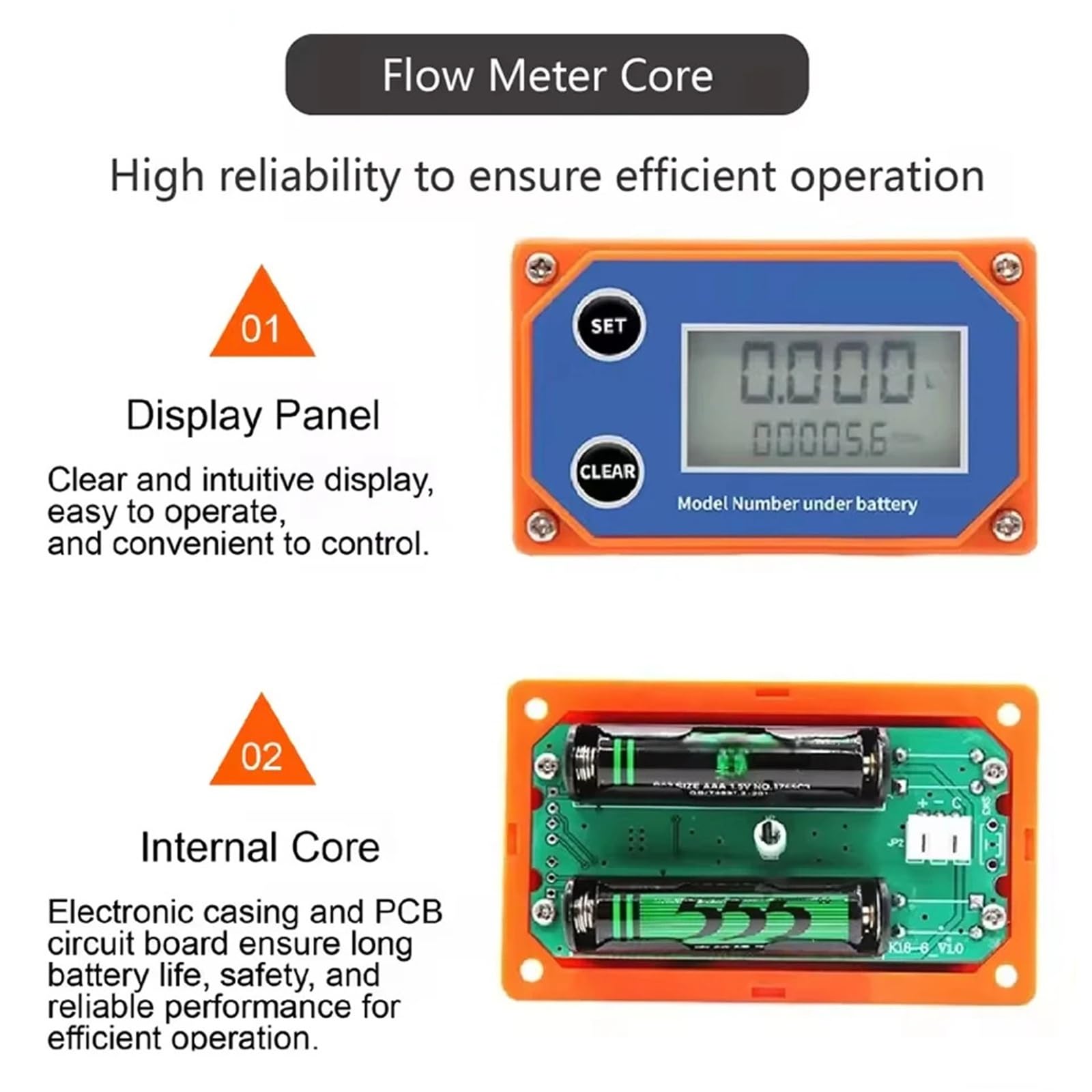 Medidor de Flujo de Agua, Medidor de flujo Digital inteligente, medidor de flujo de acero inoxidable de alta precisión, pantalla LCD, Sensor de flujo de agua for riego de jardines y granjas(DN15)