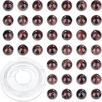 Vista 13 de 100 cuentas redondas sueltas de lava negra natural de 0.315 pulgadas para fabricación de joyas con cordón elástico de cristal