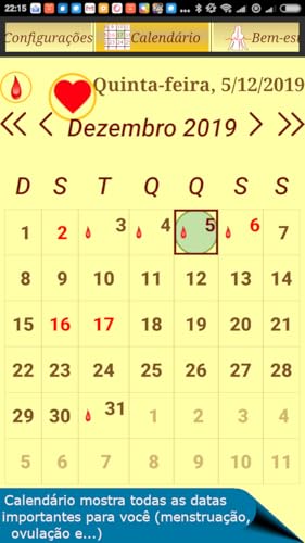 Calendário do Ciclo Menstrual