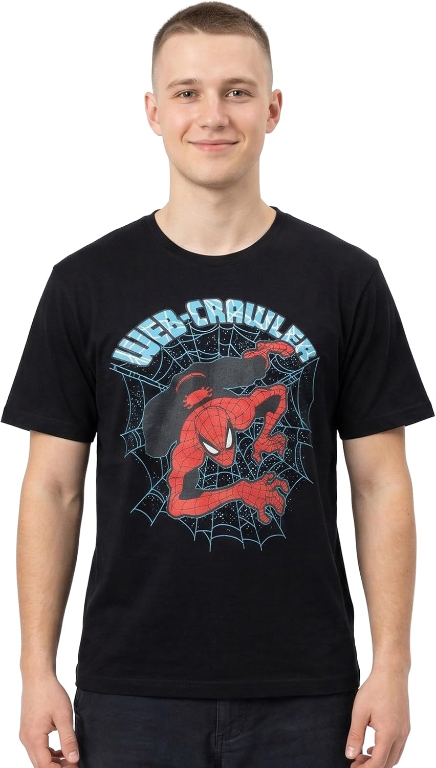 Marvel Spider-Man Men's T-Shirt – Urban Web-Crawler Graphic Printed Top, Bold Superhero Character Artwork, Short-Sleeve Casual Tee, Soft Breathable Fabric, Everyday Comfort Wear