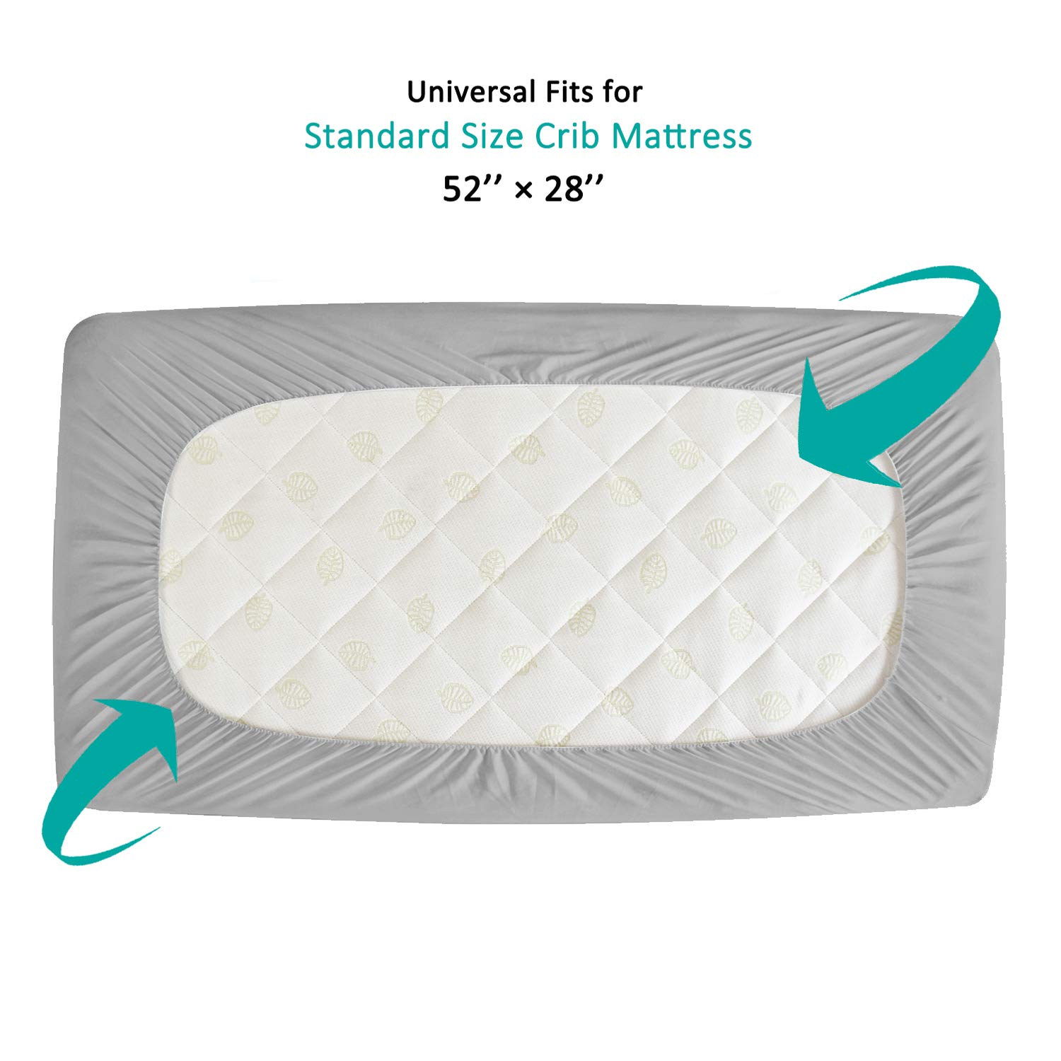 Crib Mattress Pad Cover for 52" × 28" Standard Crib Mattress, Ultra Soft Bamboo Fleece Surface and Premium Waterproof Layer, Washer & Dryer Friendly : Baby