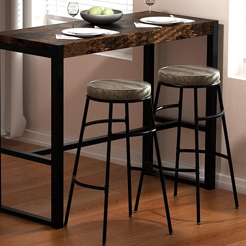 Homaterial Taburetes de bar, juego de 2 taburetes de barra de desayuno, sillas de bar de altura de encimera de cocina con reposapiés, taburetes de