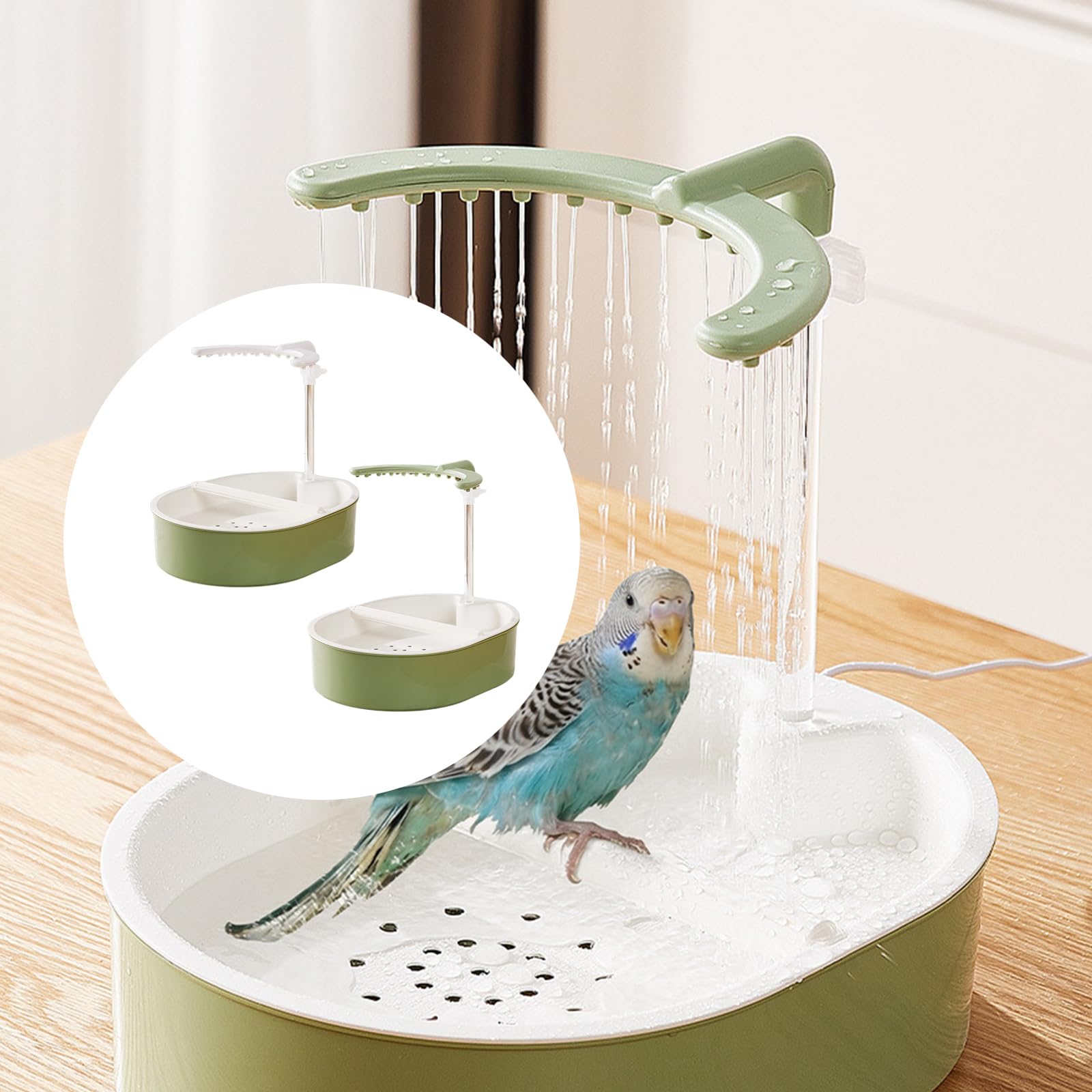 Vassoio da bagno per uccelli domestici per la cura della casa, lavabo automatico USB con flusso d ' acqua ricircolo per piccoli uccelli Vassoio doccia giornaliero per uccelli Lavabo da bagno tramite