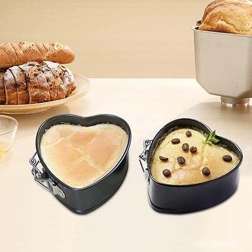 Miniatura 7 de Molde para tartas de molde desmontable con forma de corazón, molde de acero al carbono, mini moldes para hornear con base extraíble, sartén
