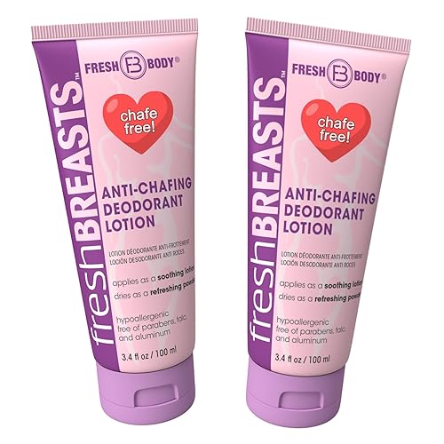 Fresh BREASTS - Desodorante antirozaduras en polvo para debajo de los senos, muslos internos, loción hecha sin talco, aluminio, parabenos o