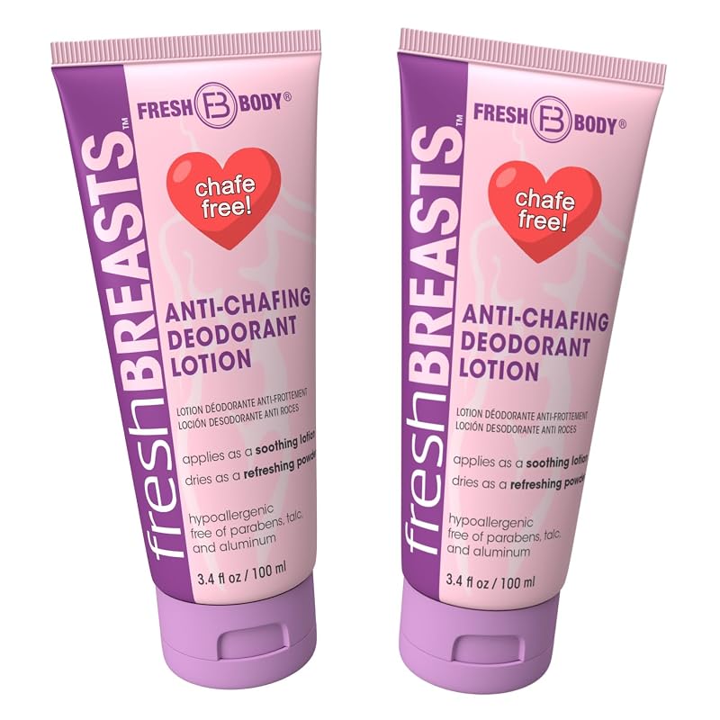 Fresh Body FB Fresh Breasts Loção desodorante corporal sem fragrância adicionada, 2 unidades de 100 mL