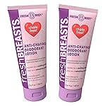 Fresh BREASTS Anti Chafing Deodorant Lotion to Powder, 3.4oz (2 Pack) - Anti Chafe Cream Whole Body Deodorant for Women, Inner Thighs & Areas that Sweat, No Talc, Aluminum and Fragrance
