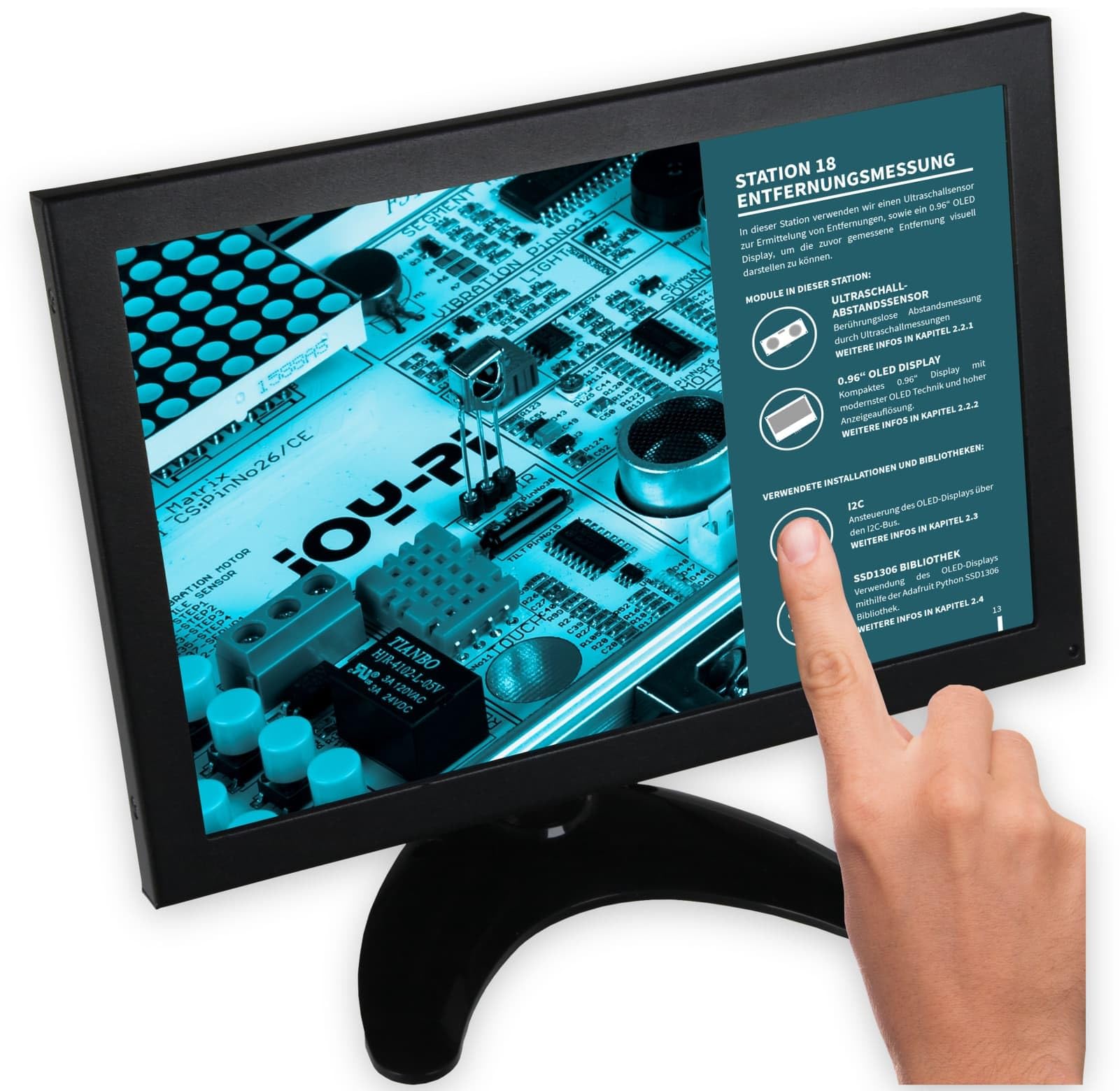 Joy-It 10-Zoll Touch-Display für Raspberry Pi – RB-LCD-10-2, Schwarz, inkl. Metallgehäuse und Ständer