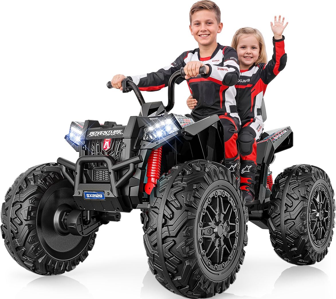ANPABO 24V XXXL Kids ATV 4 Wheeler Ages 5-14, 4WD &amp; 800W, 200 Lbs, Black