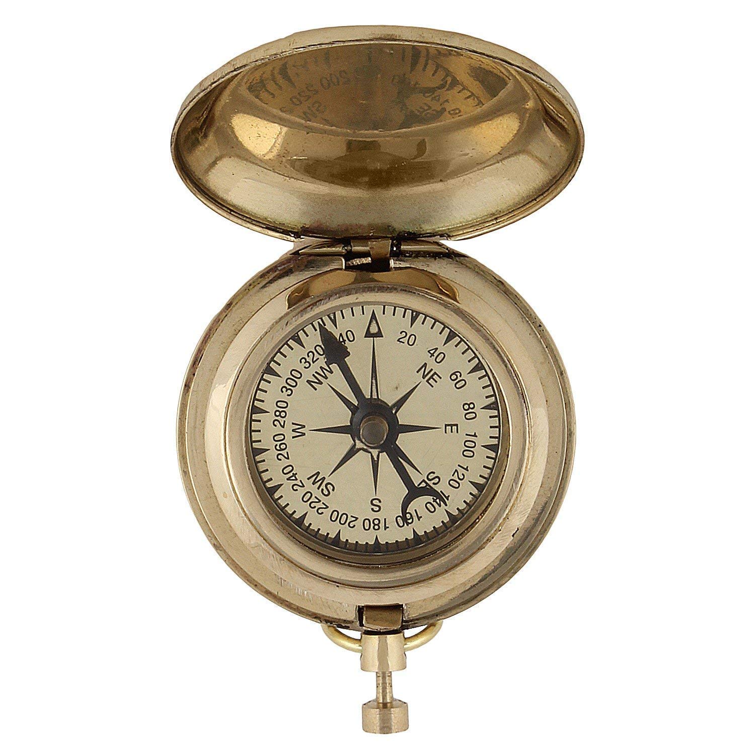 Handmade Push Button 2 Inch Magnetic Compass Direction Finder Navigational Collectible Pocket Compass Unique Gift for Camping and Hiking Travelling Sun Instruments-image-18