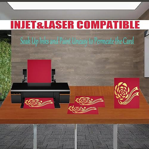 Miniatura 6 de 20 hojas de cartulina roja de 8.5 x 11 pulgadas, 8.82 ozm92 libras de grosor para hacer tarjetas, invitaciones, manualidades de papel o dibujo