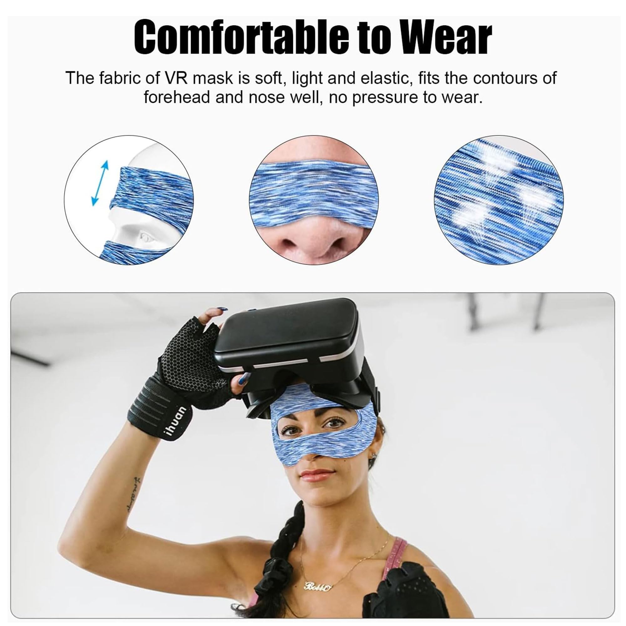VR osłona maski na oczy do zestawu słuchawkowego PSVR2, VR Eye Mask VR, opaska przeciwpotna, osłona oczu VR, opaska przeciwpotna, regulowana, nadająca się do prania opaska na słuchawki Virtual
