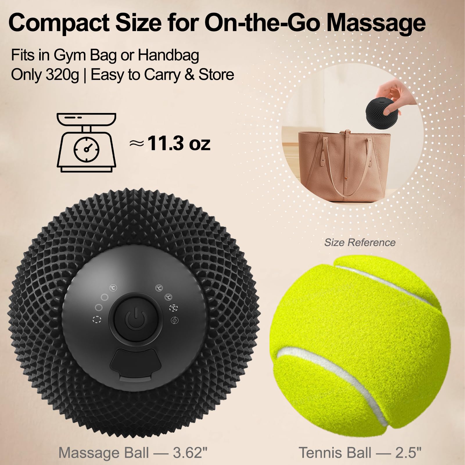 Vibrierender Massageball mit Wärme, 7 Modi, Gedächtnis, Myofasziale Freisetzung, Tiefengewebe-Muskelerholungsball für Triggerpunkt-Massage - Fuß, Nacken, Bein, Rücken & Hüfte Flexor Release