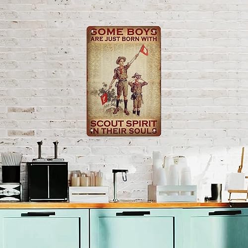 Miniatura 7 de Póster de metal con texto en inglés Some Boys are Just Born with Scout Spirit in Their Souls de aluminio para el hogar, bar, cocina, cafetería,