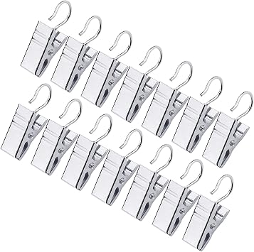 JANYUN 120 Pack مجموعة خطاف للخدمة الشاقة ستائر معدنية لصور الستائر عرض فن الديكور للحفلات - فضي