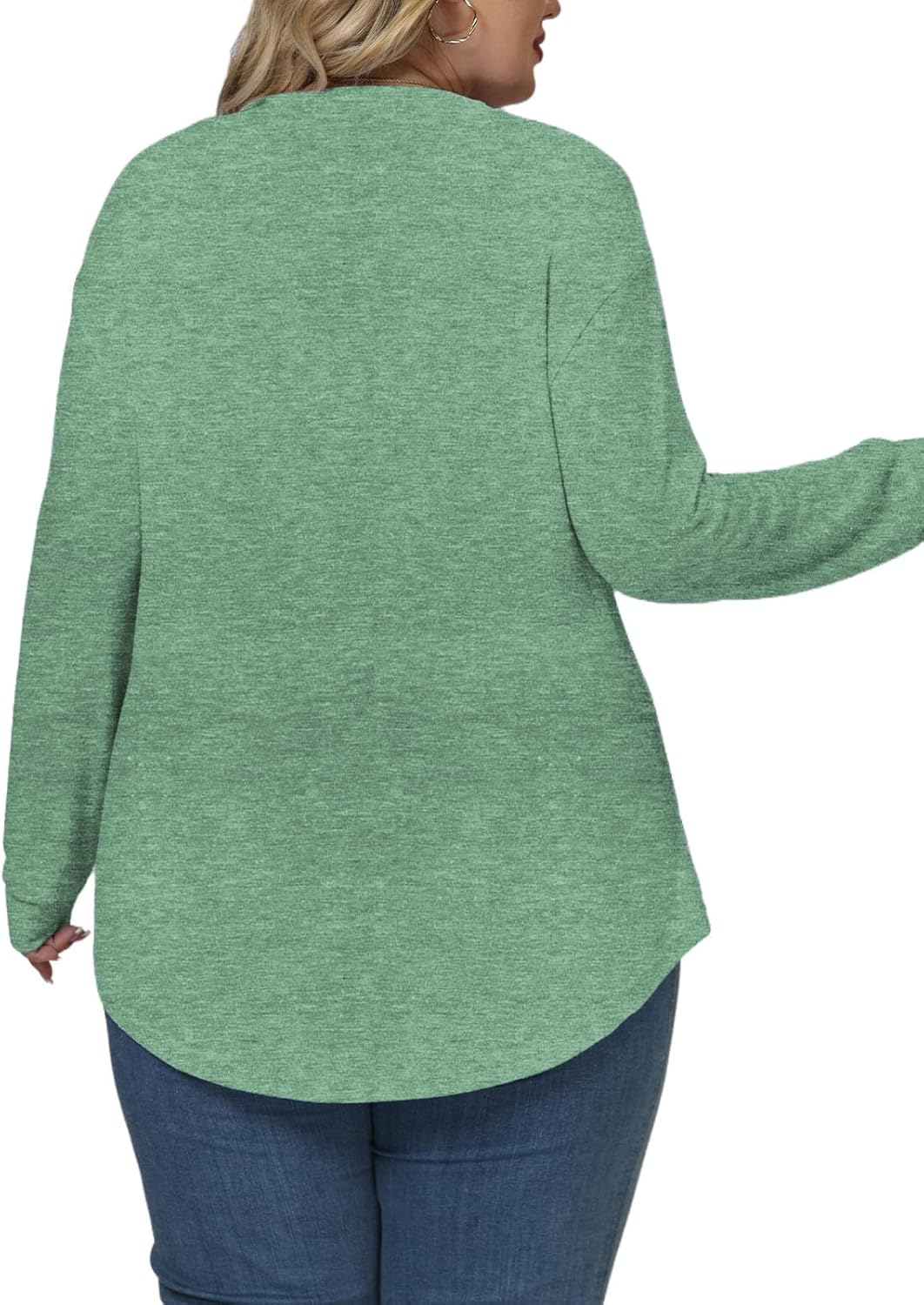 VISLILY Plus-Size-Tops for Women Trendy V Neck T Shirts Casual Dressy Long Sleeve Tunics Tees Loose Fit Blouses XL-5XL - Image 4