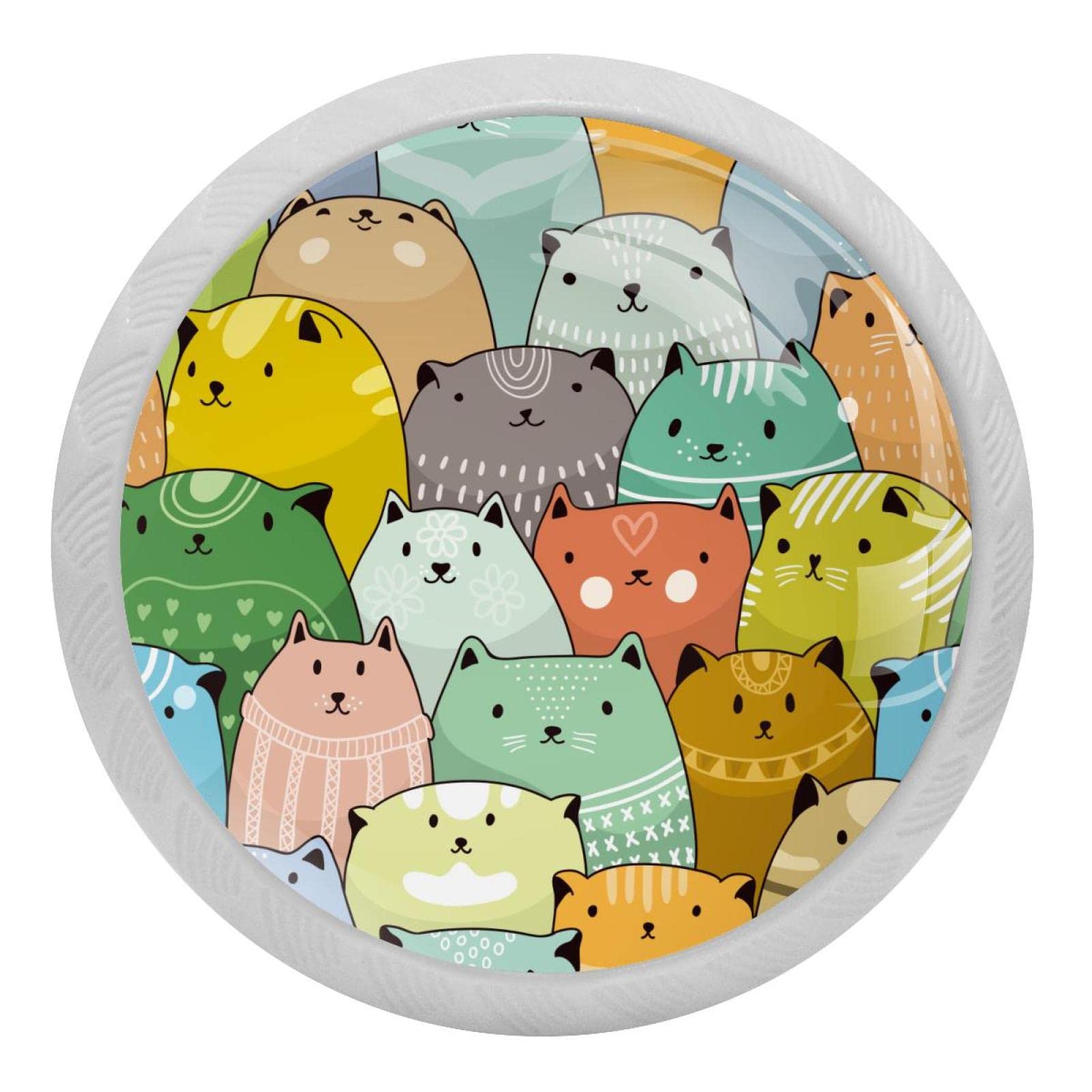 Poignée ronde fluorescente chat pour placard Lot de 4 boutons de cuisine avec vis