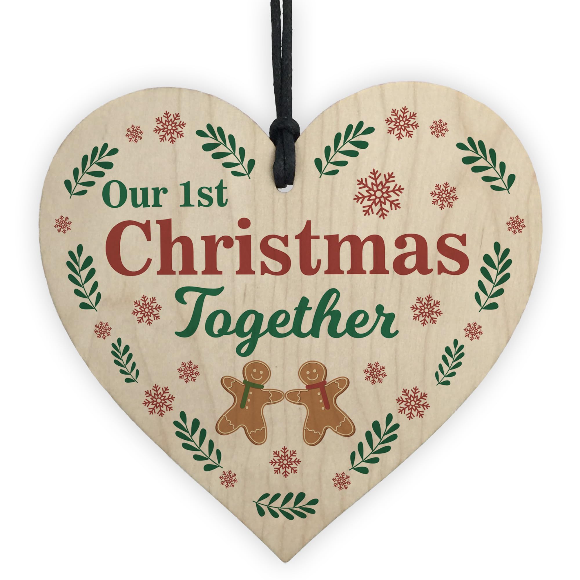 Red Ocean Our 1st Christmas Together Decoration, Novelty For Couple Gingerbread Tree Decoration, Christmas Bauble for Boyfriend Girlfriend Couple, Him Her, Wood Tree Keepsake