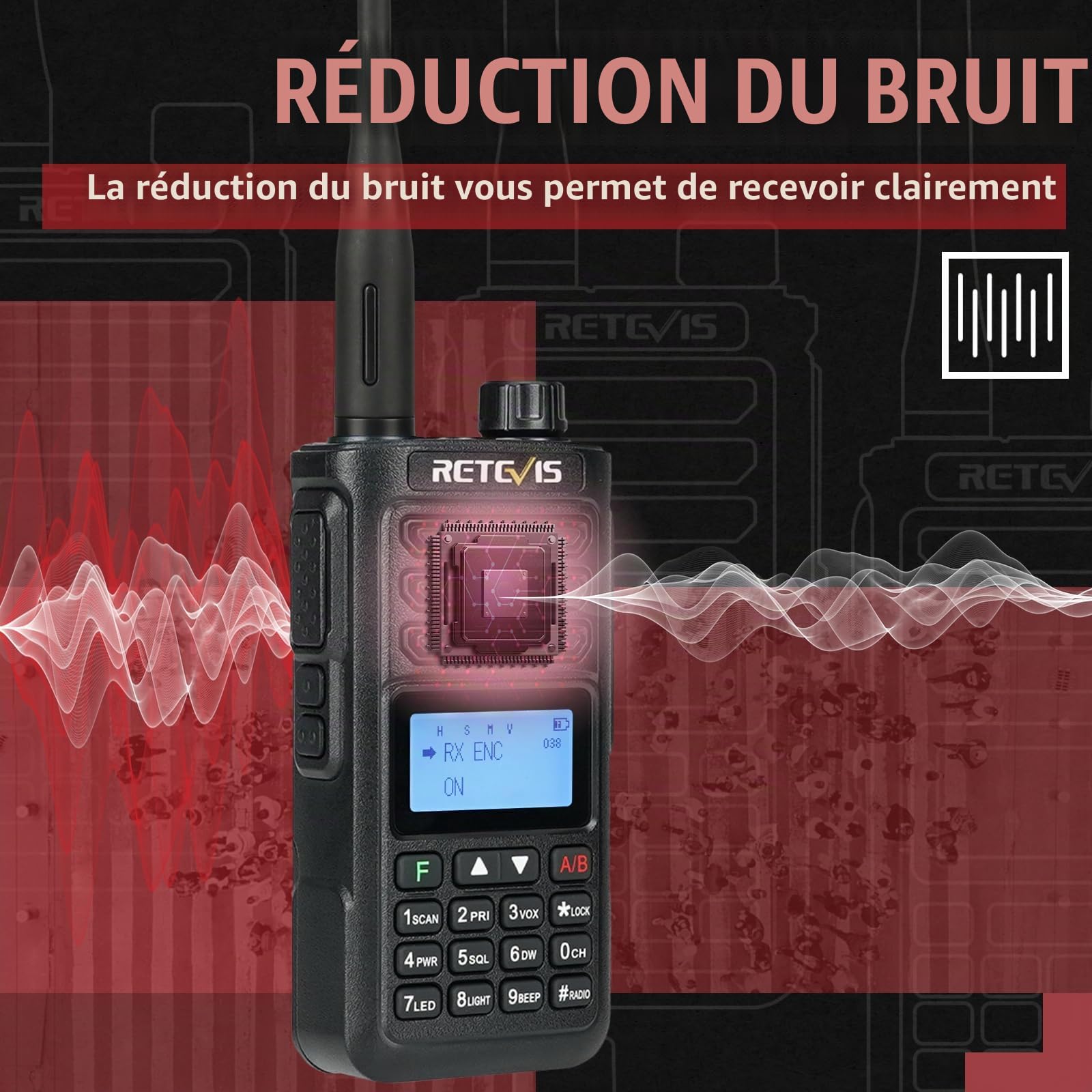 Retevis RA89 Bi-Bande Radio Amateur, Talkie Walkie Chasse Rechargeable | VFO, IP68, Radio Longue Distance avec Batterie 2500mAh, Type-C,Facile à Coupler pour Tout-Terrain, Chasse