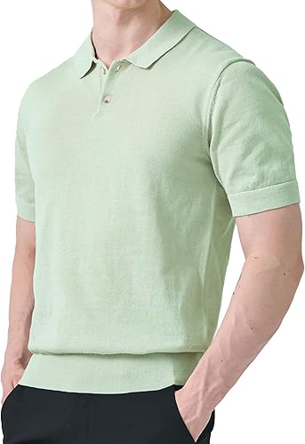 H2H Camisas polo de punto para hombre, manga corta, estilo vintage, para verano, estilo casual