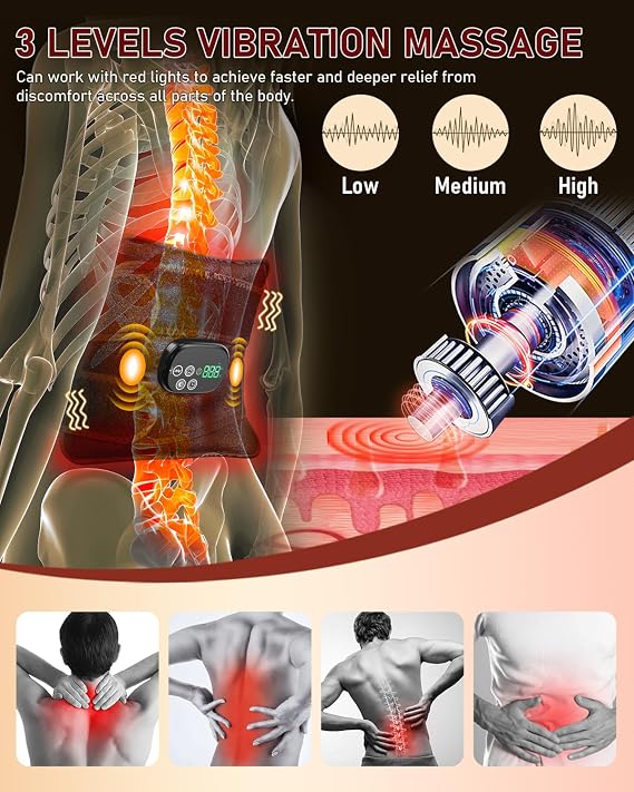 Red Light Therapy Pad, 660nm & 850nm LED, Vibration, 2 Long Straps