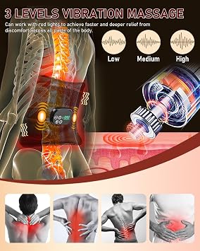 Red Light Therapy Pad, 660nm & 850nm LED, Vibration, 2 Long Straps