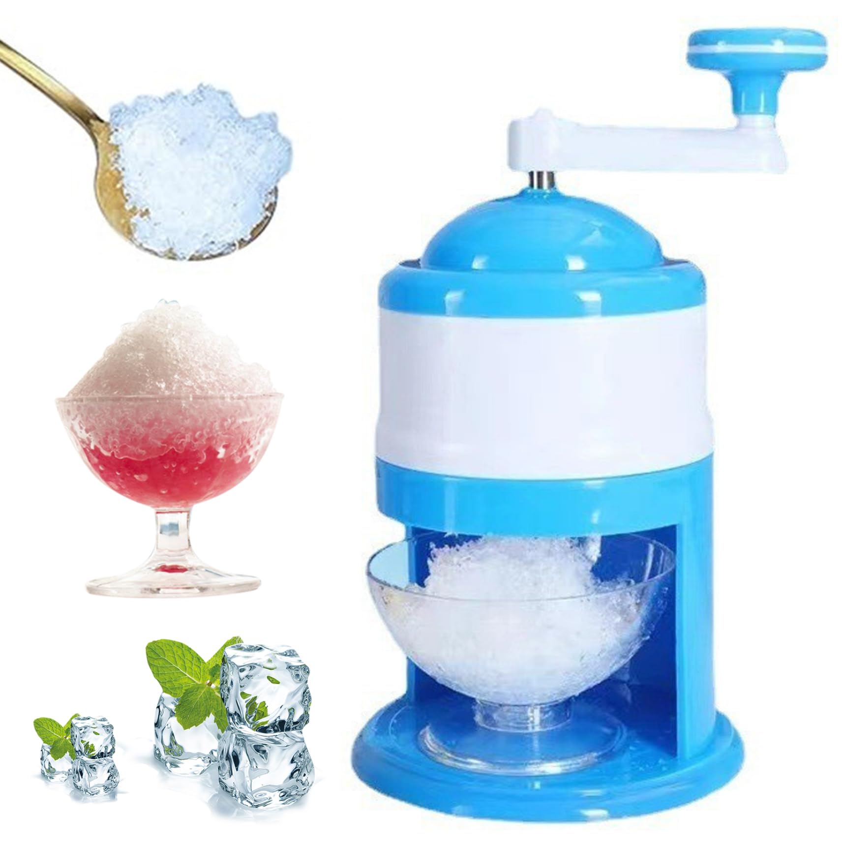 Xoeryoy Shaved Ice Machine Manual Ice Shaver DIY Crushed Maker Portable Snow Cone Machine with Hand Crank for Party Making Snowcones Cream and Slushy