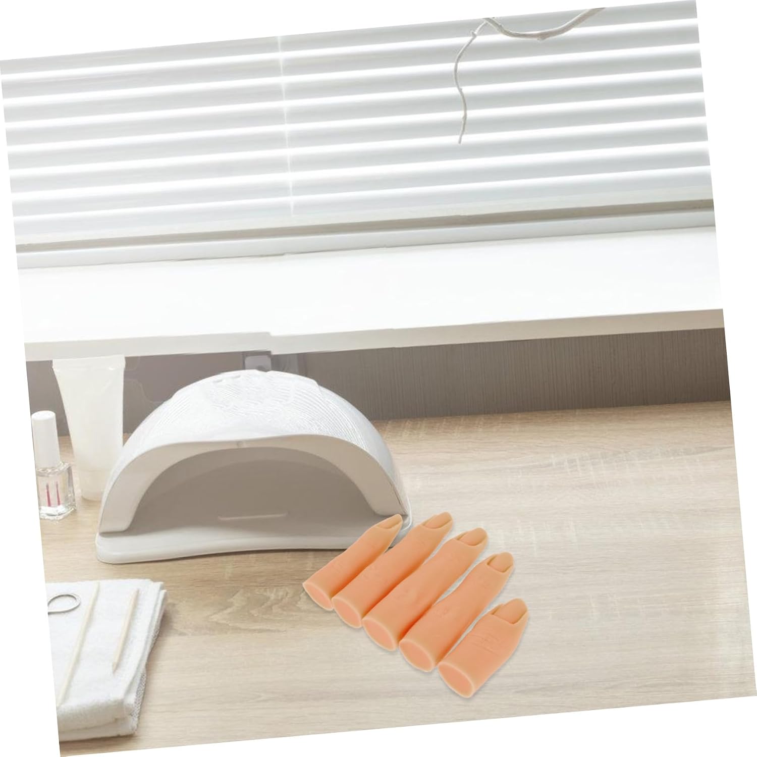 5Pcs Silicone Nail Practice Hand with Realistic Jointed Fingers Light Brown Manicure Training Tool for Nail Technicians and Beginners