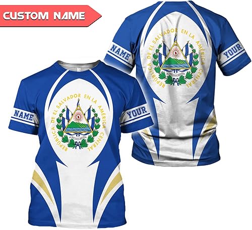 Miniatura 2 de Camiseta personalizada de El Salvador con bandera de El Salvador para hombres, mujeres, orgullo salvadoreño, camiseta de El Salvadoreña