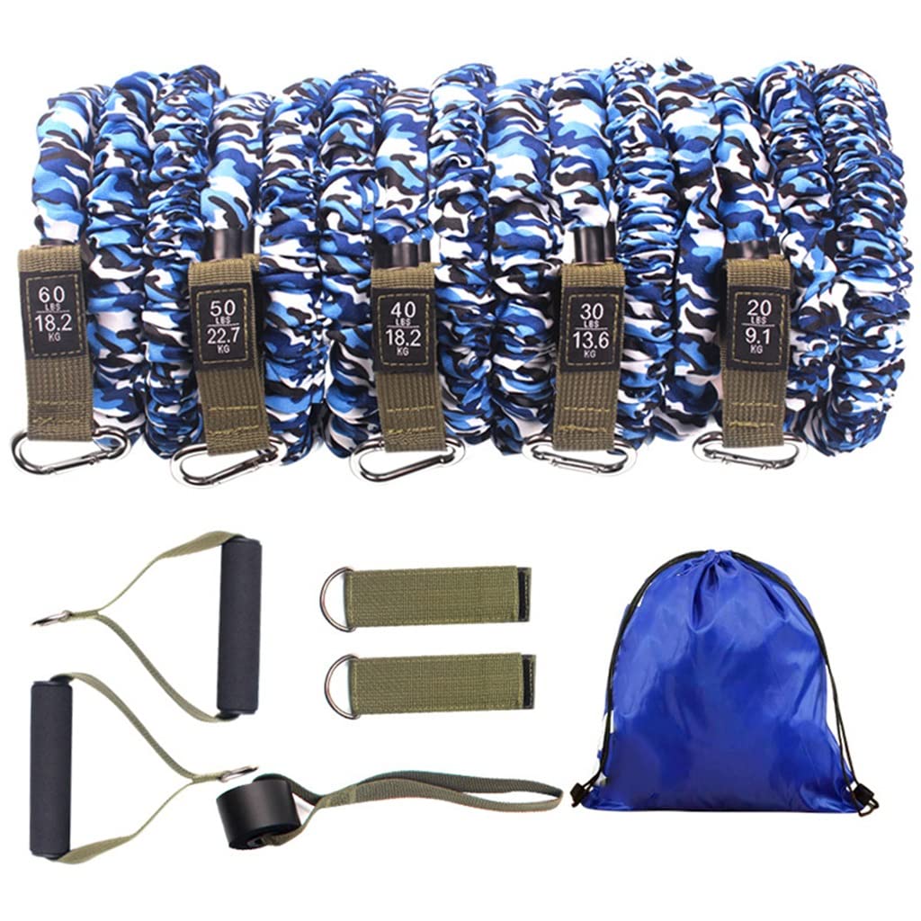 11 Pcs Set TPE Latex Resistance Band Camouflage Anti-Break Fitness Training Belt with Pull Rod Rubber Gym Elastic