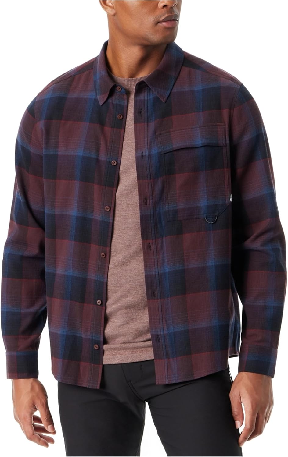 BASS Outdoor Mens Stretch Flannel Button Down Shirt with Collared Neck Standard