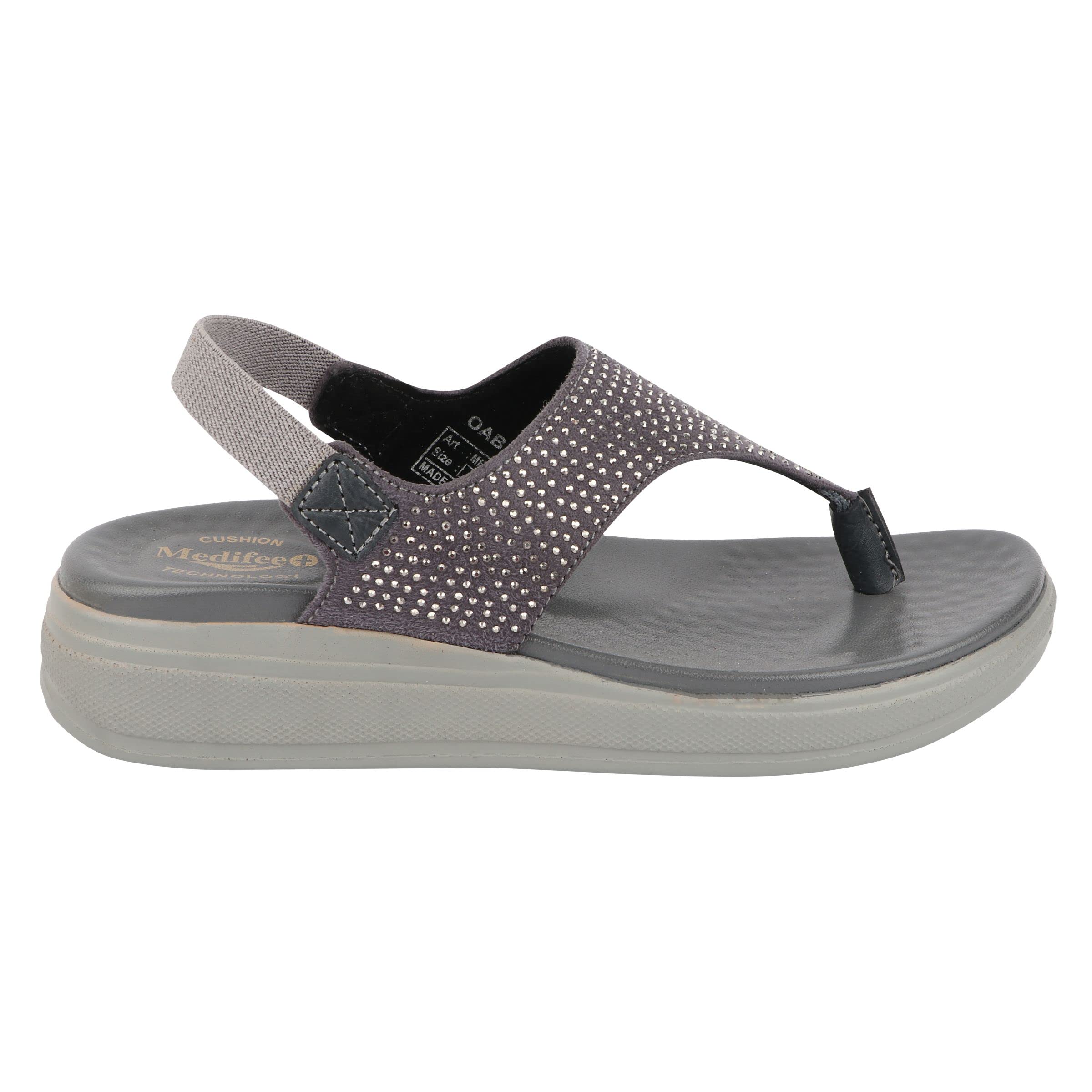 Medifeet Womens Thong with Sling Back Sandals (GREY, numeric_5) (B0C4H5G75S) Amazon Price History, Amazon Price Tracker