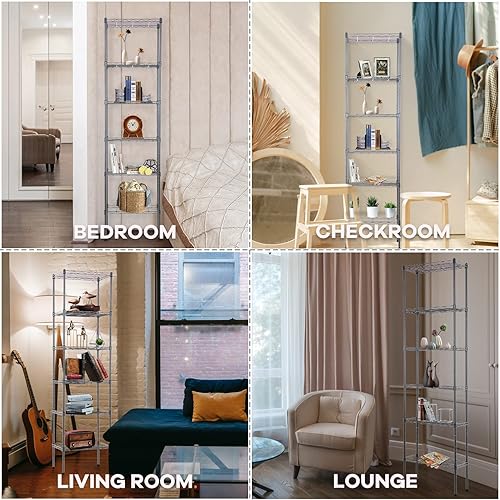 Miniatura 93 de Estantería de alambre de 6 niveles, estantes de metal de 60 x 23 x 13 pulgadas, estante de almacenamiento de metal resistente, estante de alambre