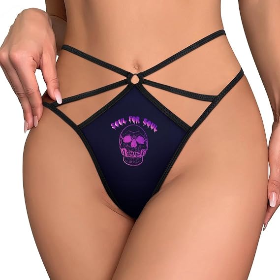 Skull Halloween Pattern Sexy Thongs, Low Waist T-Back