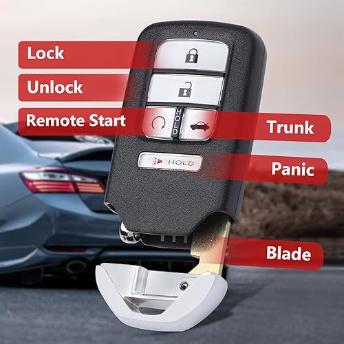 Miniatura 2 de Aichiyu Llavero remoto de proximidad inteligente de entrada sin llave, 5 botones, 433 Mhz transmisor de control para Honda Accord 2018, 2019, 2020,