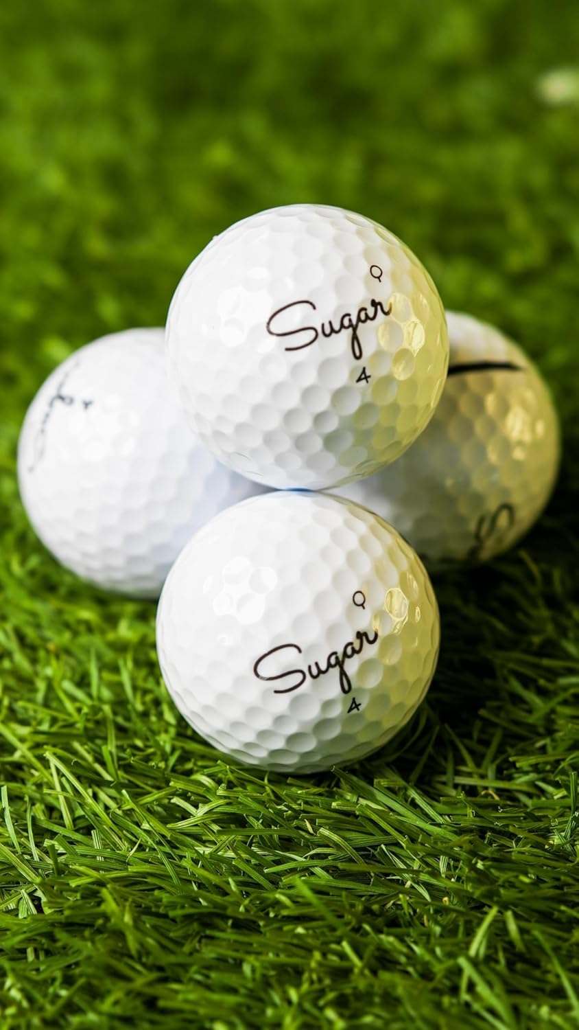 Sugar Golf Quad | 4-Piece Construction | Premium Urethane Cover | White | 8 Golfballs