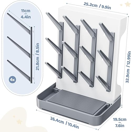 Miniatura 5 de Estante de secado de biberones, soporte vertical para secadora de botellas de ahorro de espacio, estante de secado de biberones de pie para