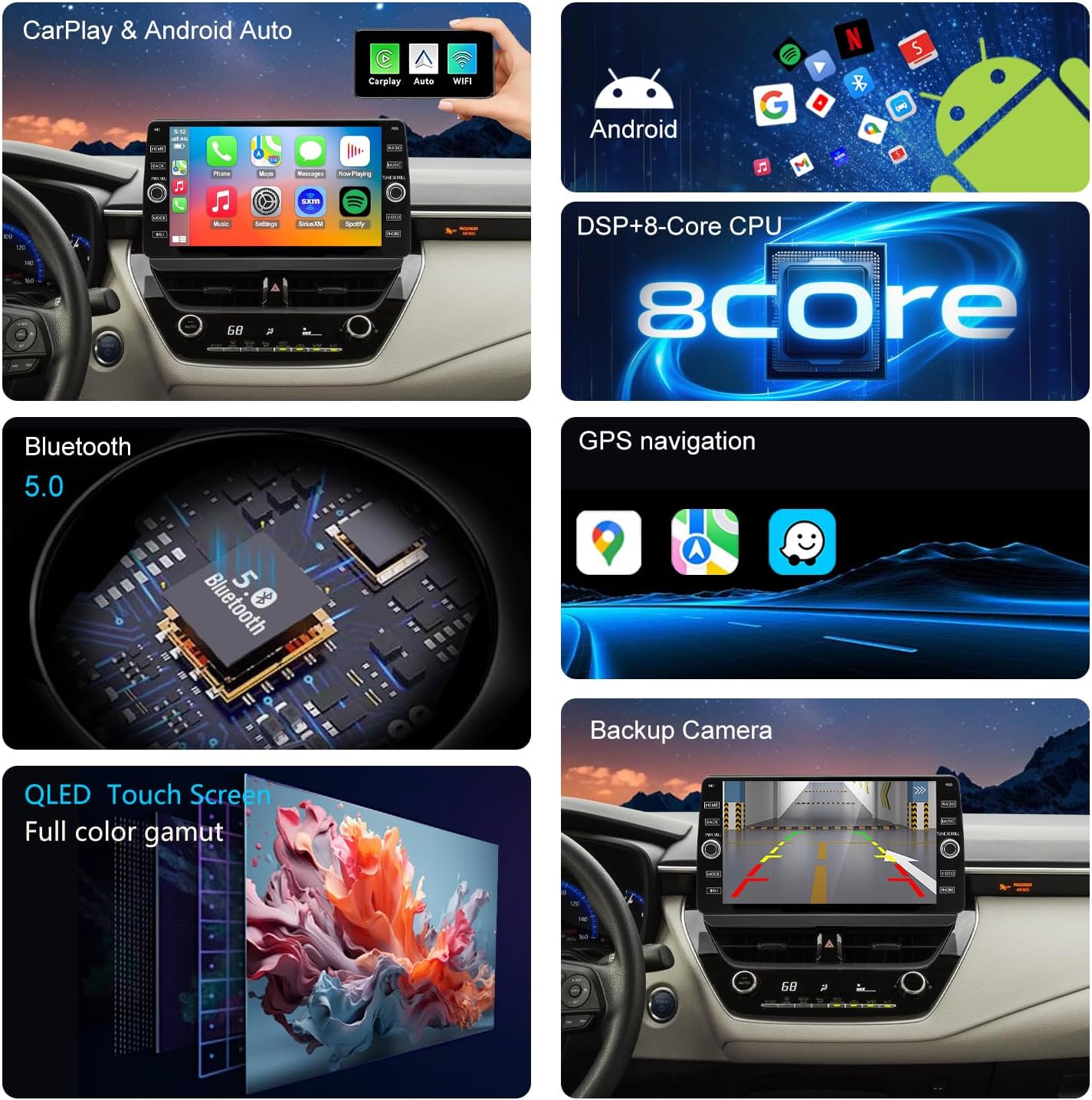 4G LTE QLED Radio for Toyota Corolla 2020 2021 2022 Upgrade,8-Core CPU Touch Screen Stereo,Wireless CarPlay & Android Auto,Support OEM SWC and Camera