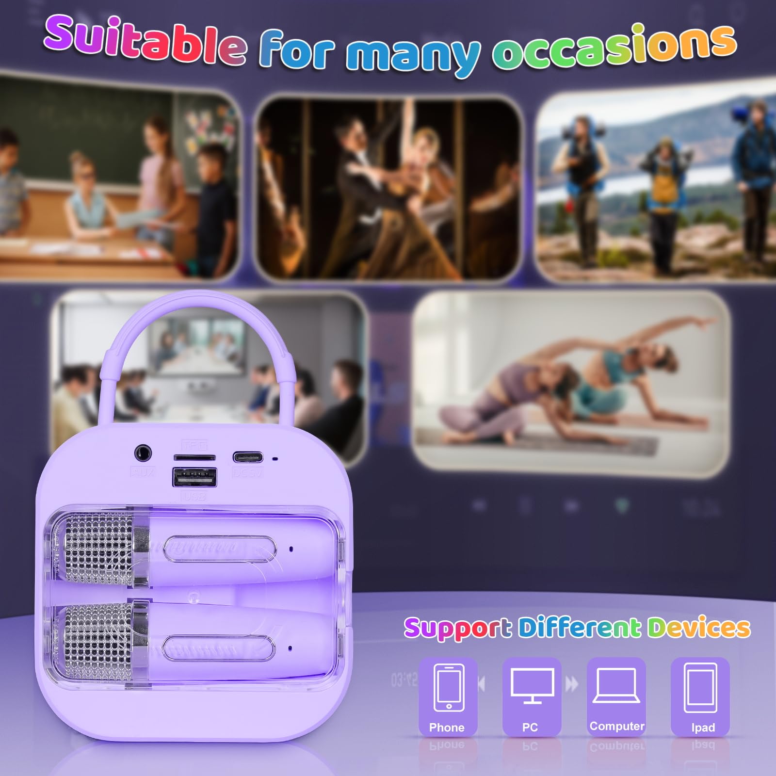 Mini máquina de karaoke para niños, regalos de juguetes para niñas, micrófono inalámbrico de karaoke para niños de 4, 5, 6, 7, 8, 9, 10, 11 y 12 años, regalos de fiesta de Navidad para niños y niñas 6