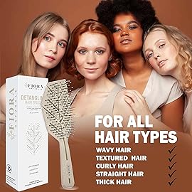 Fiora Naturals Hair Detangling Brush -100% Bio-Friendly Detangler hair brush w/Ultra-soft Bristles- Glide Through Tangles with Ease - For Curly, Fine, Women, Men, Kids, Toddlers, Wet and Dry Hair