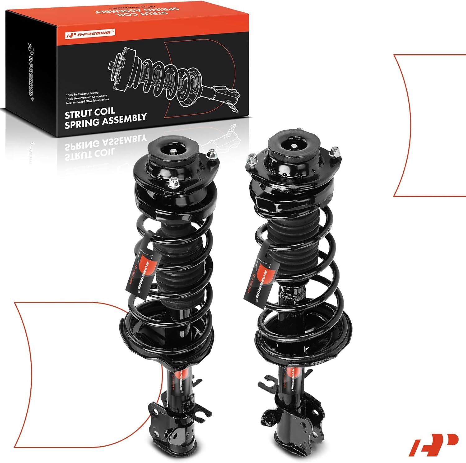 A-Premium Rear Pair (2) Complete Strut & Coil Spring Assembly Compatible with Kia Spectra 2001 2002 2003 2004, Driver and Passenger Side