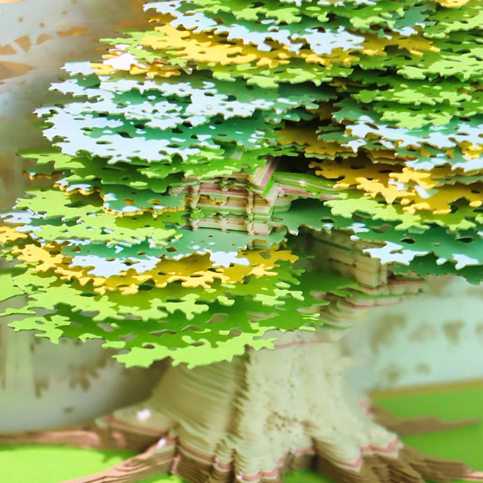 Kalendarz 3D, kalendarz rzeźba papier, motyw natura dom drzewo rzeka odłączane strony notatki biuro szkoła dom